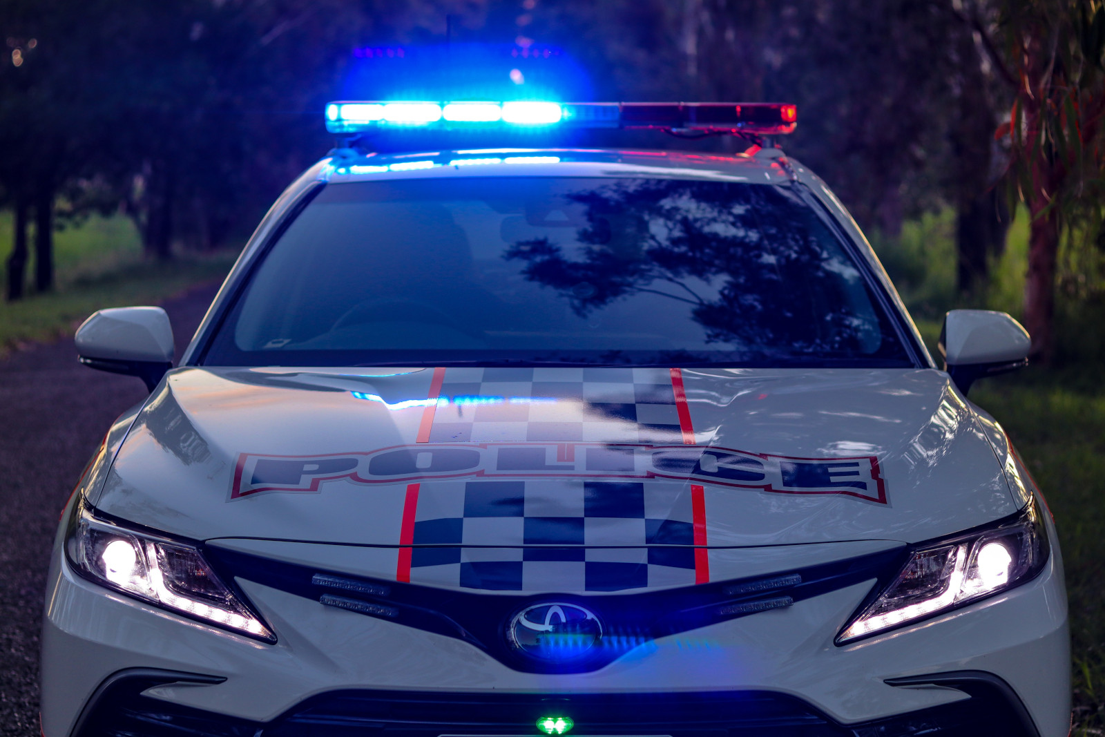 Police vehicle with flashing lights