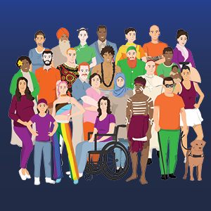 Illustration of people of varying genders, races and abilities