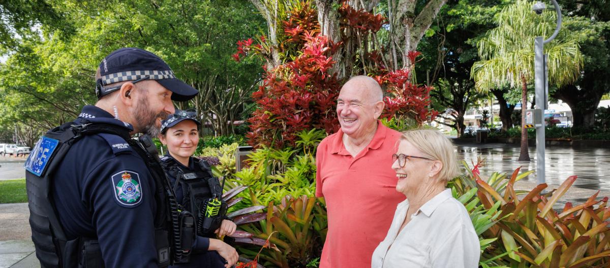 Cairns officers talking with the community