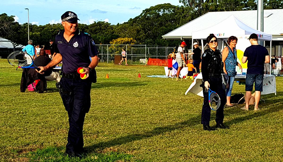 Police playing sport in the community